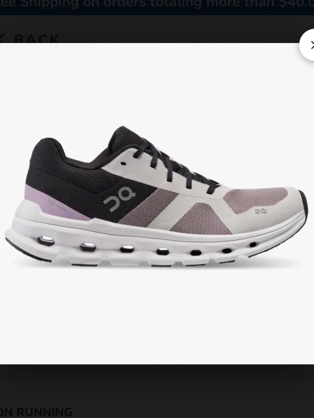 On Cloudrunner Womens Size 8 Heron/Black 46.98641 Running VG Clean Condition